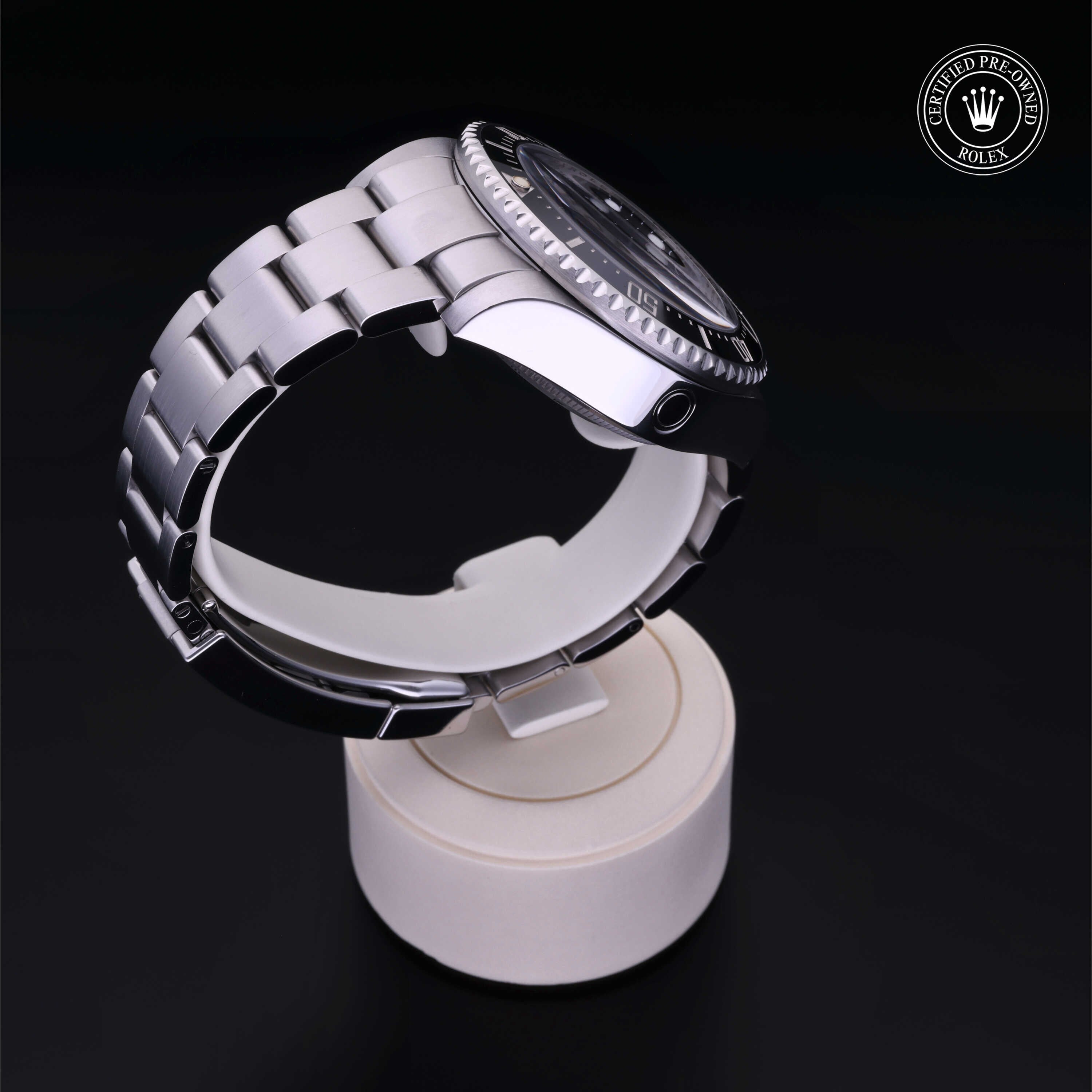 Rolex Certified Pre-owned Sea-Dweller M116660-0001 front on black background