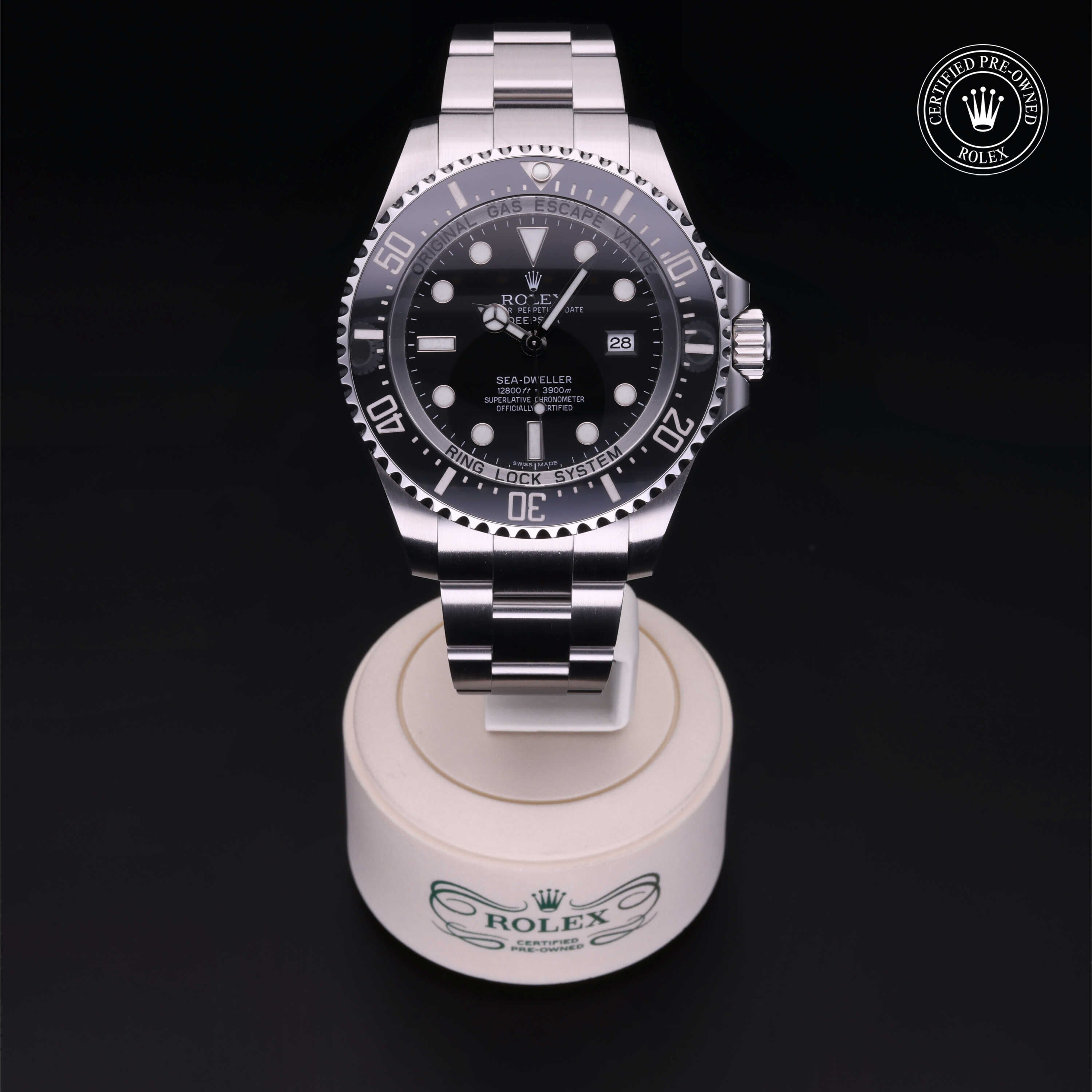 Rolex Certified Pre-owned Sea-Dweller M116660-0001 front on black background