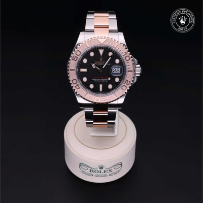 Rolex Certified Pre-owned Yacht-Master M126621-0002 front on black background
