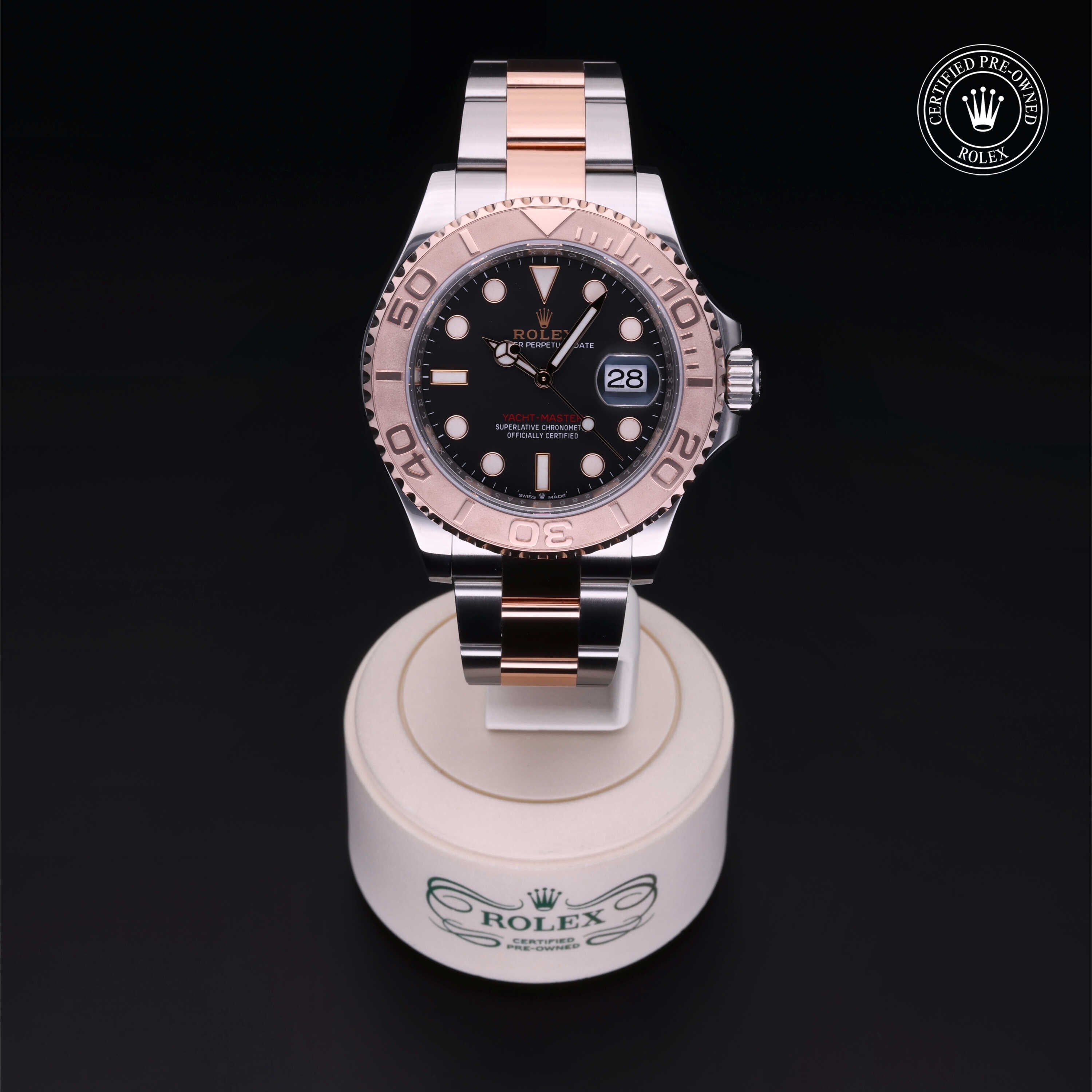 Rolex Certified Pre-owned Yacht-Master M126621-0002 front on black background