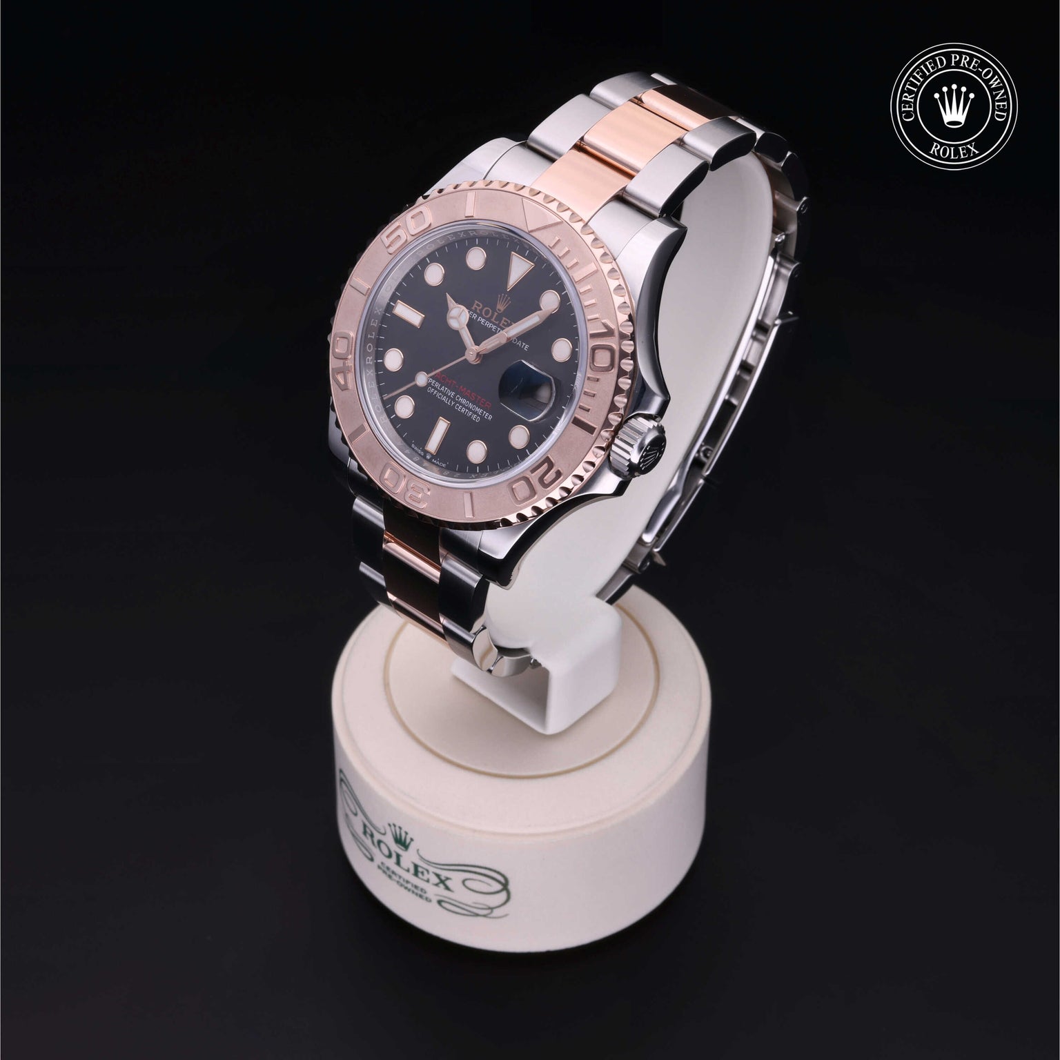 Rolex Certified Pre-owned Yacht-Master M126621-0002 front on black background