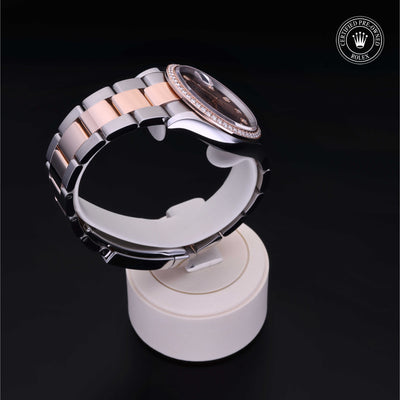 Rolex Certified Pre-owned Datejust M126281RBR-0014 front on black background