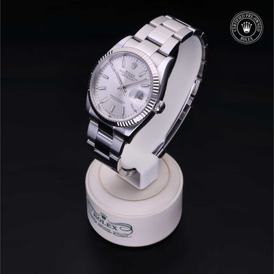 Rolex Certified Pre-owned Datejust M126234-0014 front on black background