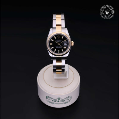Rolex Certified Pre-owned Lady Datejust M179163-0056 front on black background