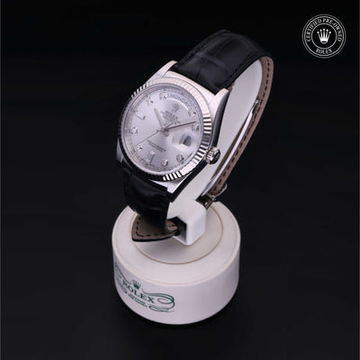 Rolex Certified Pre-owned Day-date M118139-0056 front on black background