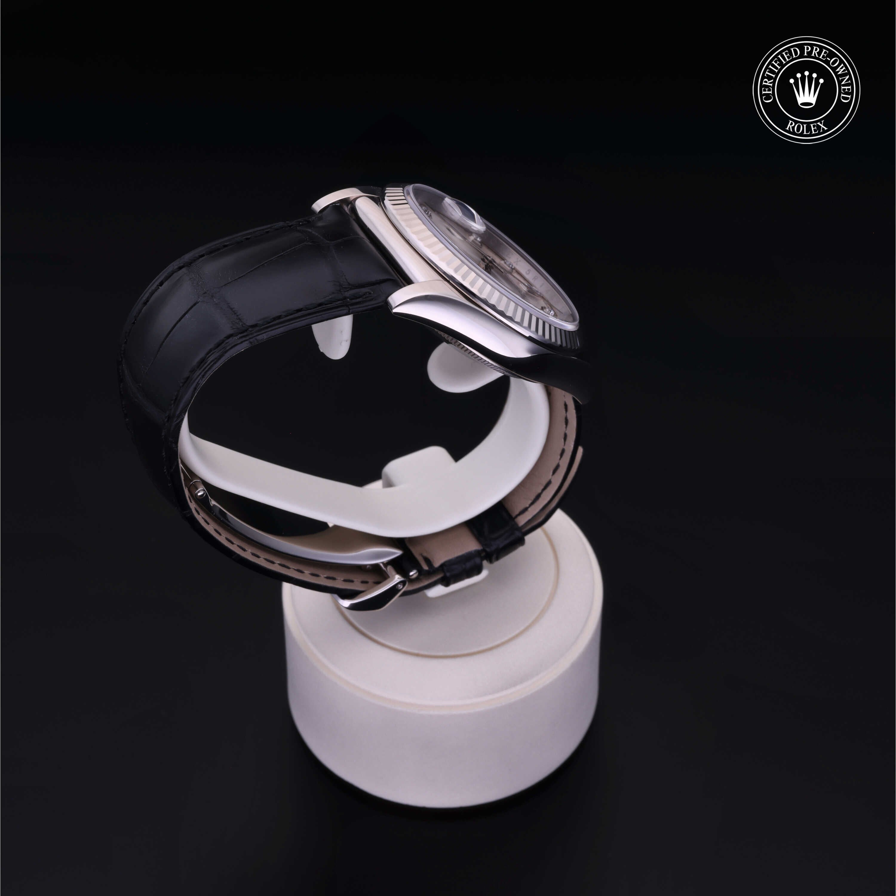 Rolex Certified Pre-owned Day-date M118139-0056 front on black background