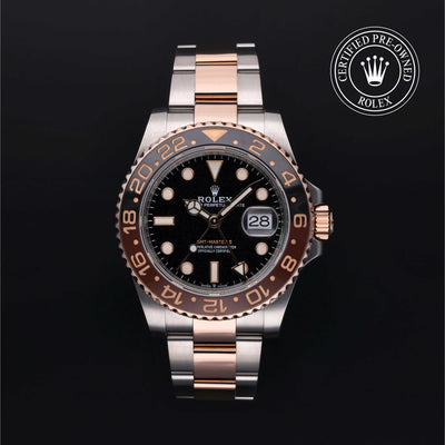 Rolex Certified Pre-owned GMT M126711CHNR-0002 front on black background