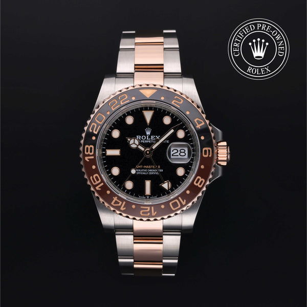 Rolex Certified Pre-owned GMT M126711CHNR-0002 front on black background