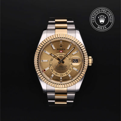 Rolex Certified Pre-owned Sky-Dweller M326933-0001 front on black background