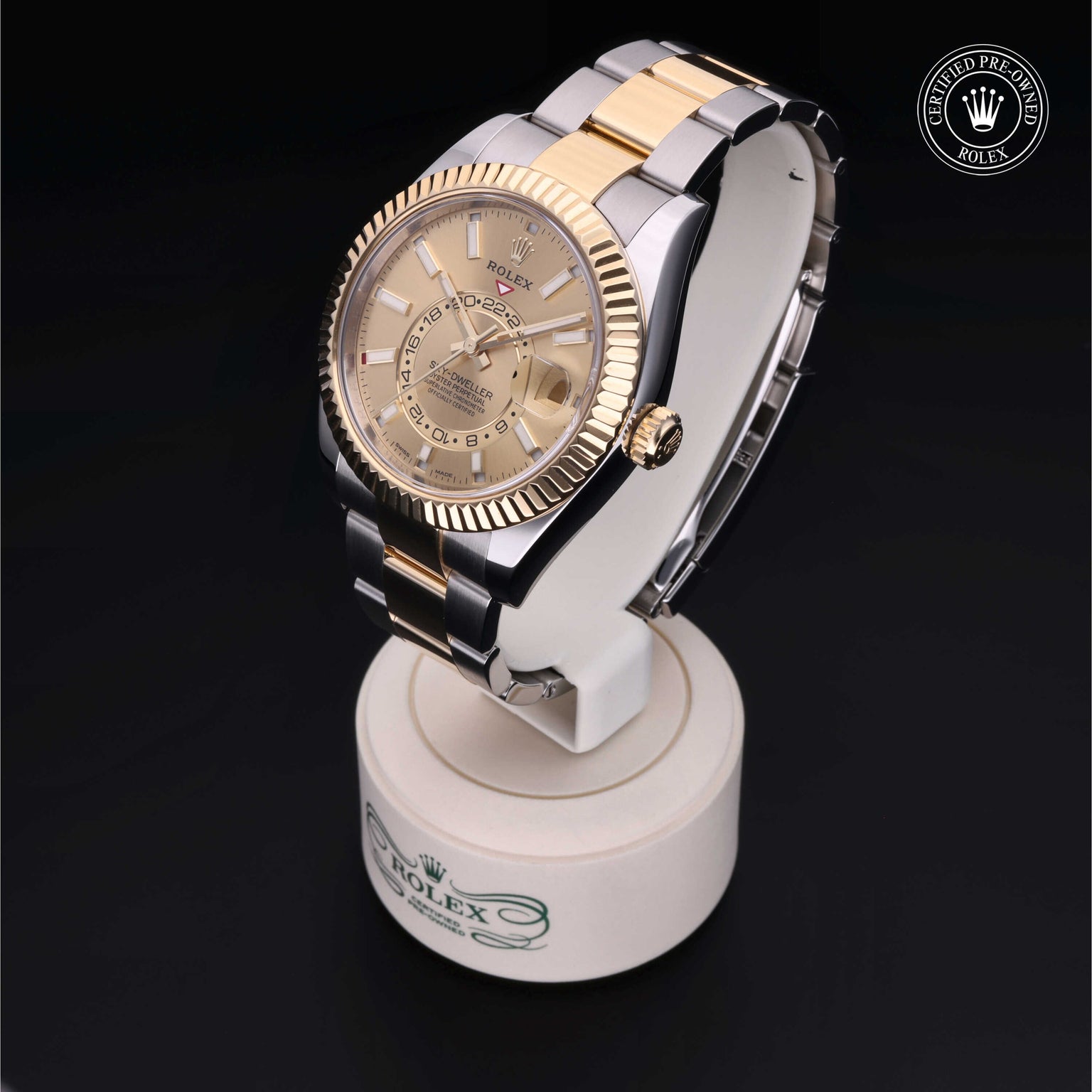 Rolex Certified Pre-owned Sky-Dweller M326933-0001 front on black background