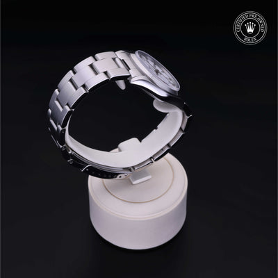 Rolex Certified Pre-owned Oyster Perpetual M67480-0008 front on black background