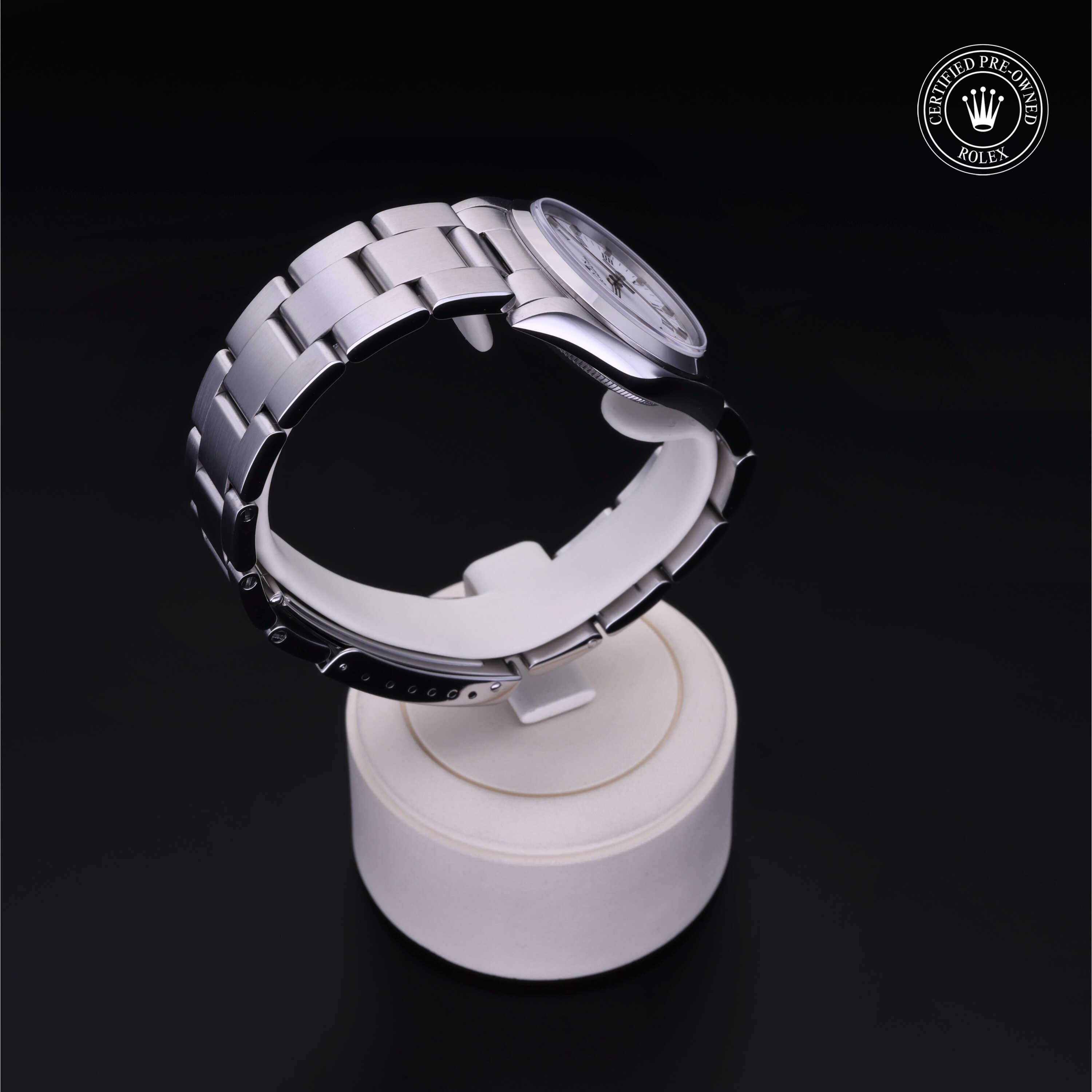 Rolex Certified Pre-owned Oyster Perpetual M67480-0008 front on black background