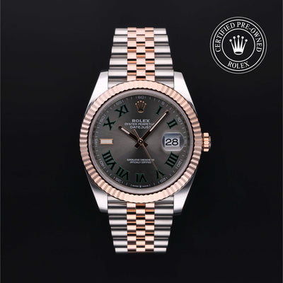 Rolex Certified Pre-owned Datejust M126331-0016 front on black background