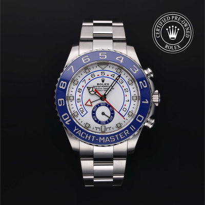 Rolex Certified Pre-owned Yacht-Master M116680-0002 front on black background