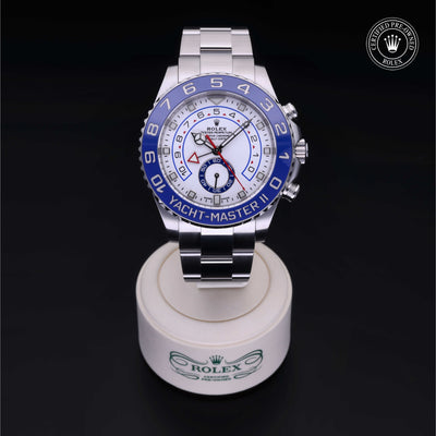Rolex Certified Pre-owned Yacht-Master M116680-0002 front on black background