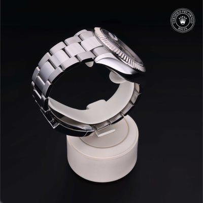 Rolex Certified Pre-owned Sky-Dweller M326934-0001 front on black background