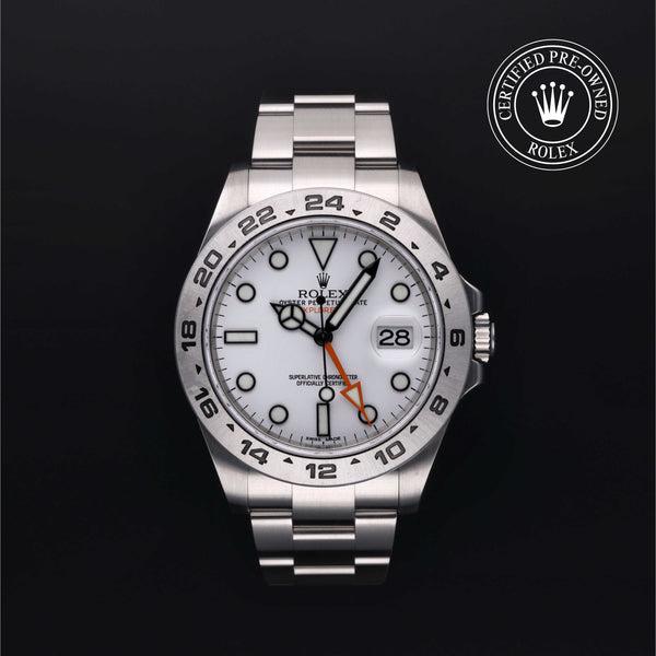Rolex Certified Pre-owned Explorer M216570-0001 front on black background