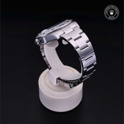 Rolex Certified Pre-owned Explorer M216570-0001 front on black background