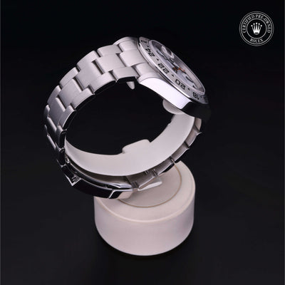 Rolex Certified Pre-owned Explorer M226570-0001 front on black background