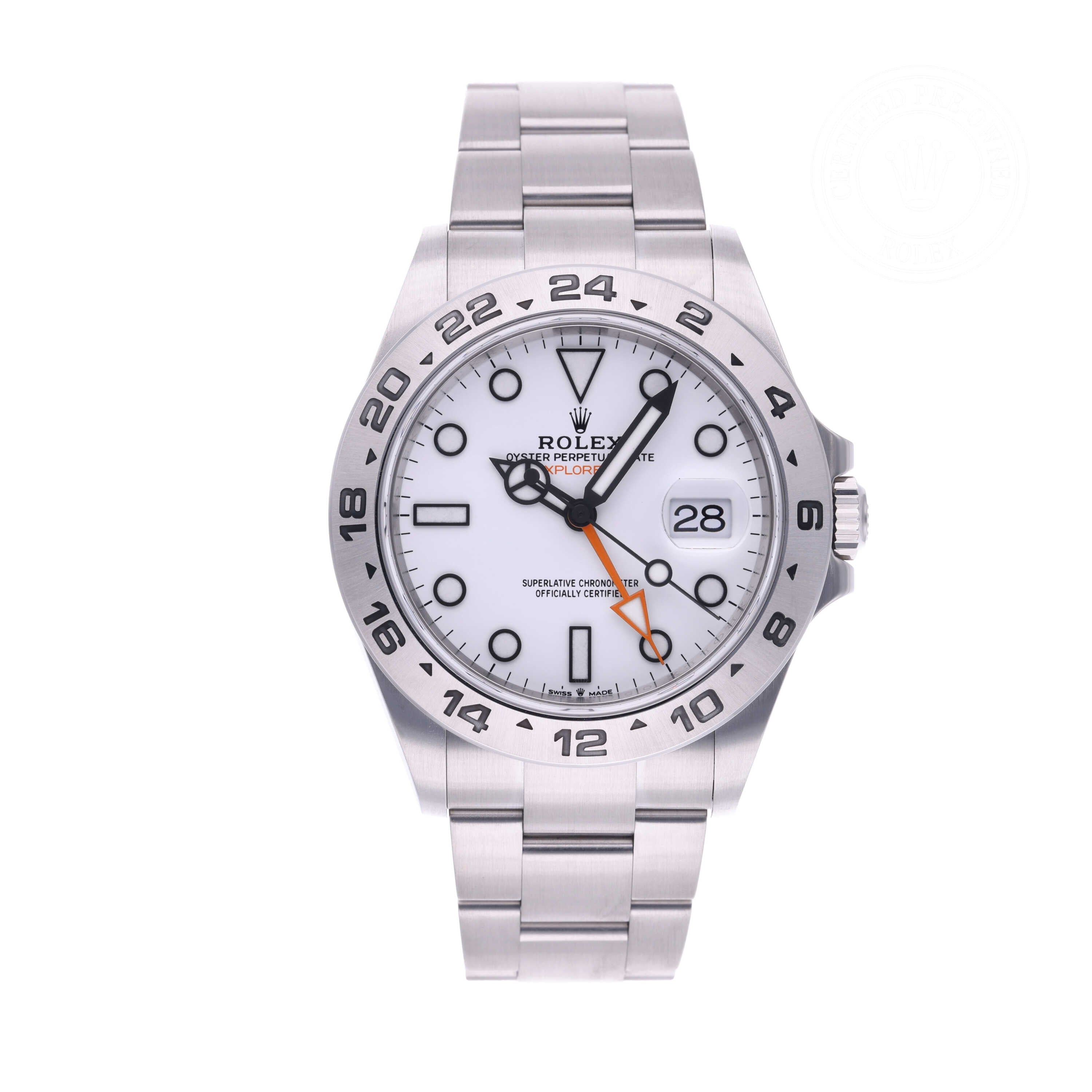 Rolex Certified Pre-owned Explorer M226570-0001 front on white background