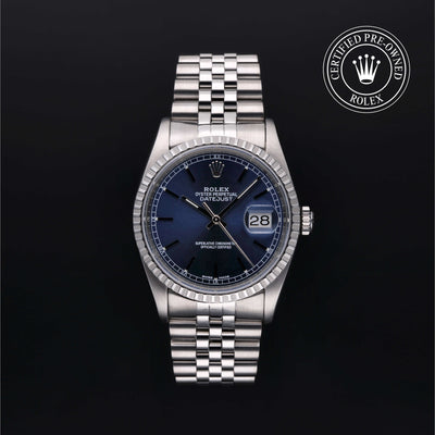 Rolex Certified Pre-owned Datejust M16220-0033 front on black background