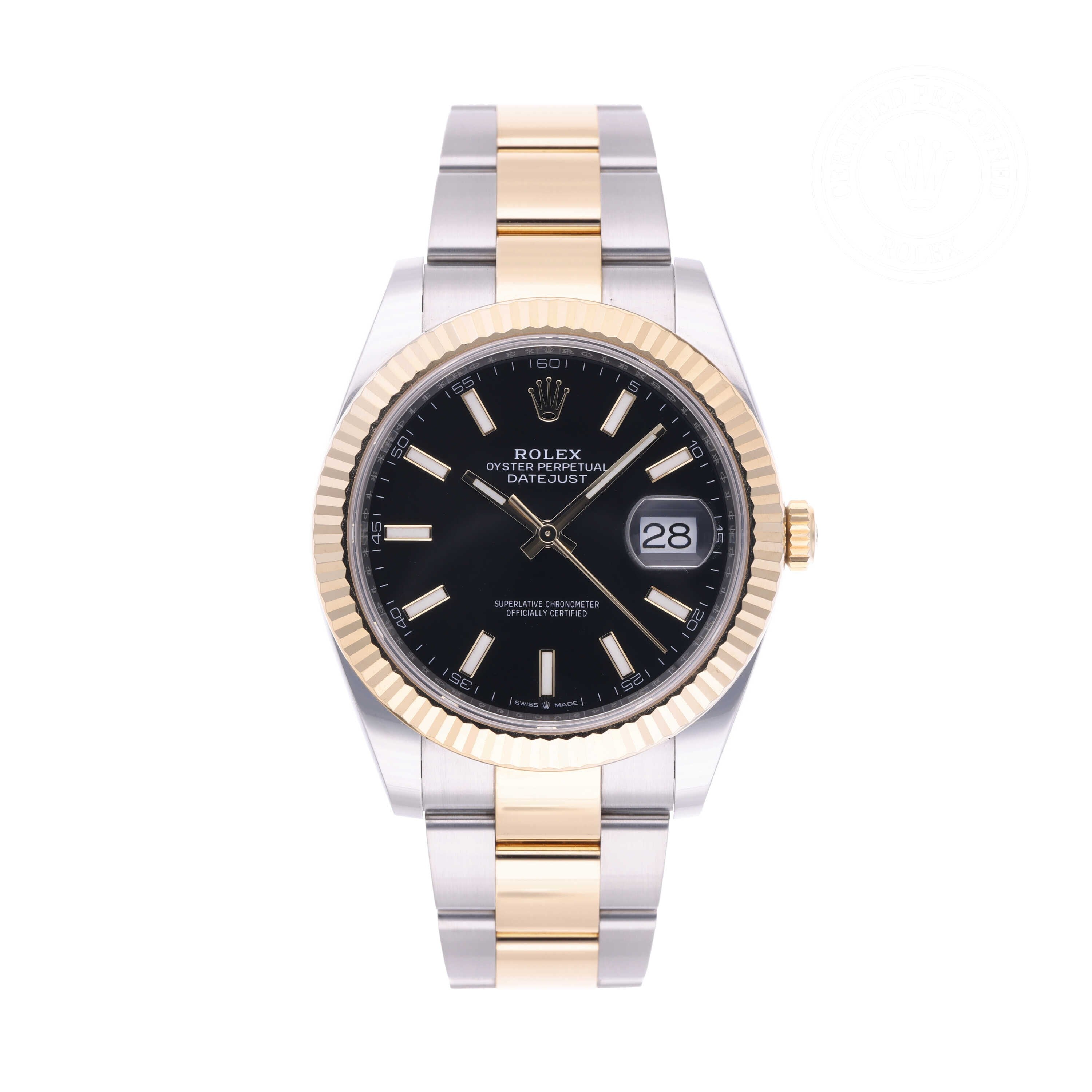 Rolex Certified Pre-owned Datejust M126333-0013 front on white background