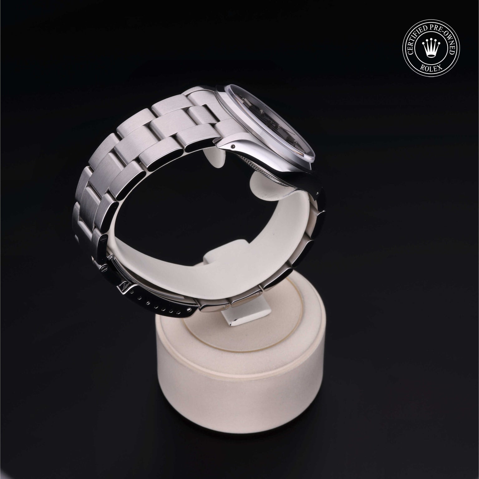 Rolex Certified Pre-owned Air-King M14000-0005 front on black background