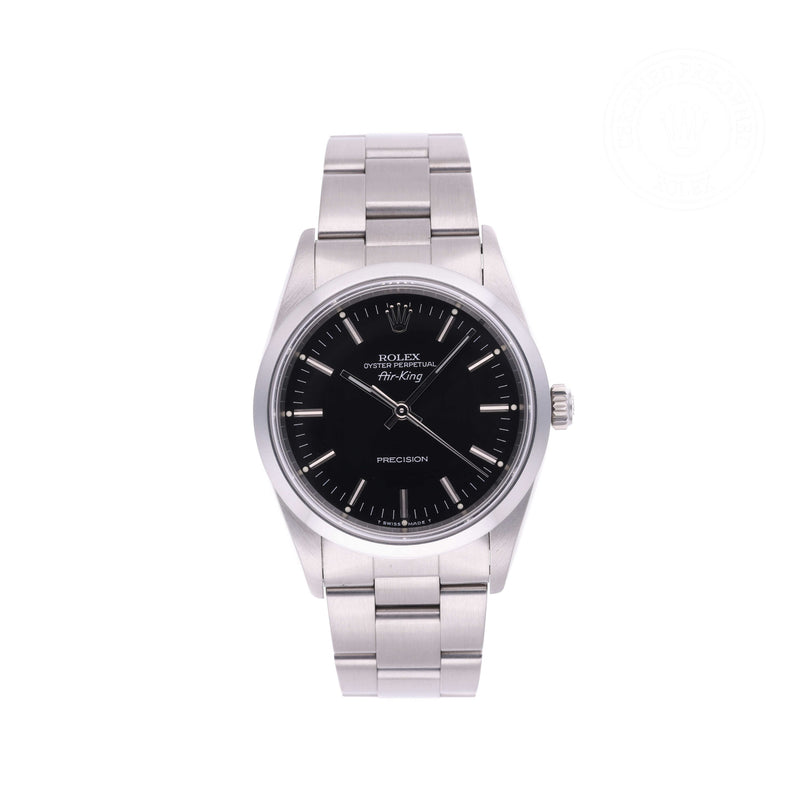 Rolex Certified Pre-owned Air-King M14000-0005 front on white background