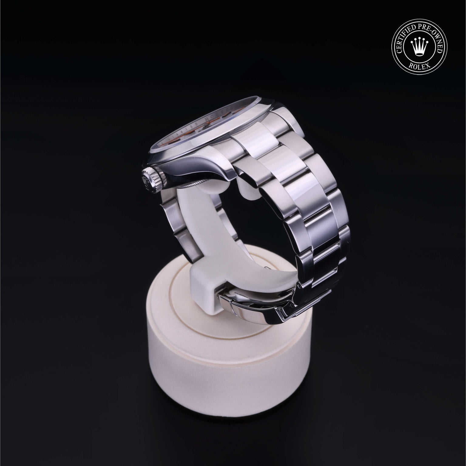 Rolex Certified Pre-owned Milgauss M116400-0002 front on black background