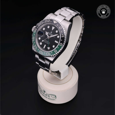Rolex Certified Pre-owned GMT M126720VTNR-0001 front on black background