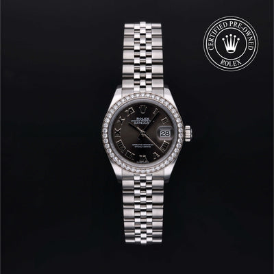 Rolex Certified Pre-owned Lady Datejust M279384RBR-0015 front on black background