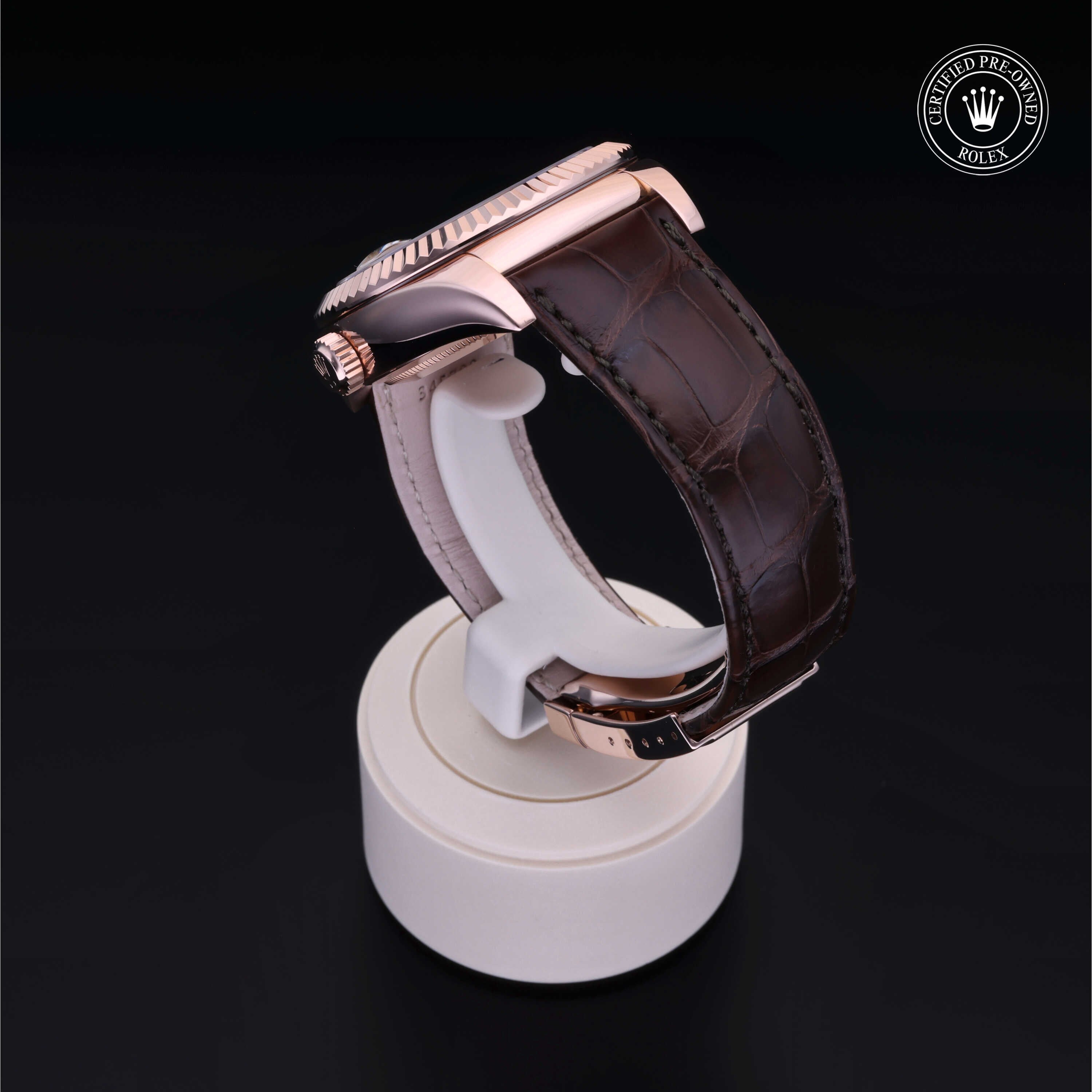 Rolex Certified Pre-owned Sky-Dweller M326135-0001 front on black background