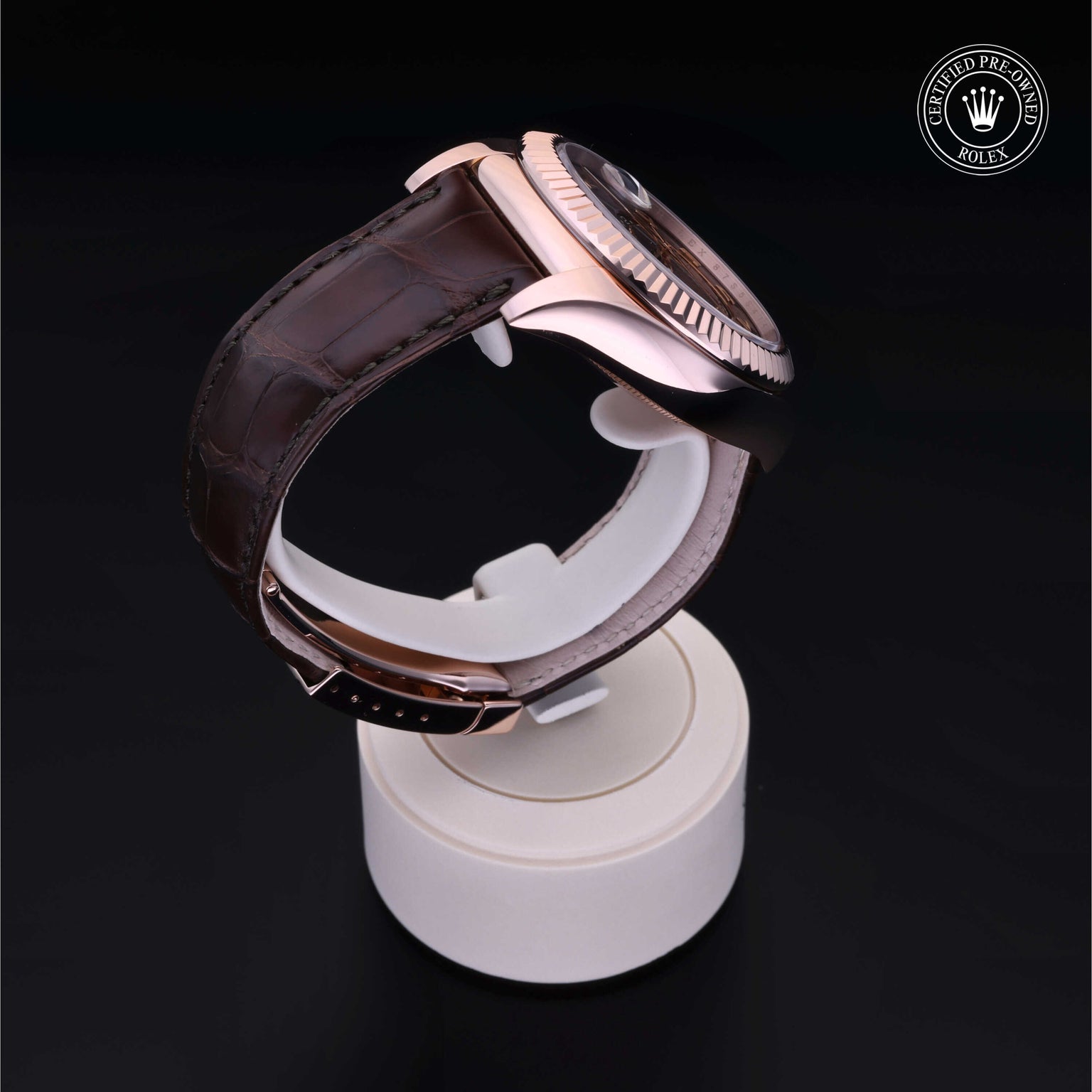 Rolex Certified Pre-owned Sky-Dweller M326135-0001 front on black background