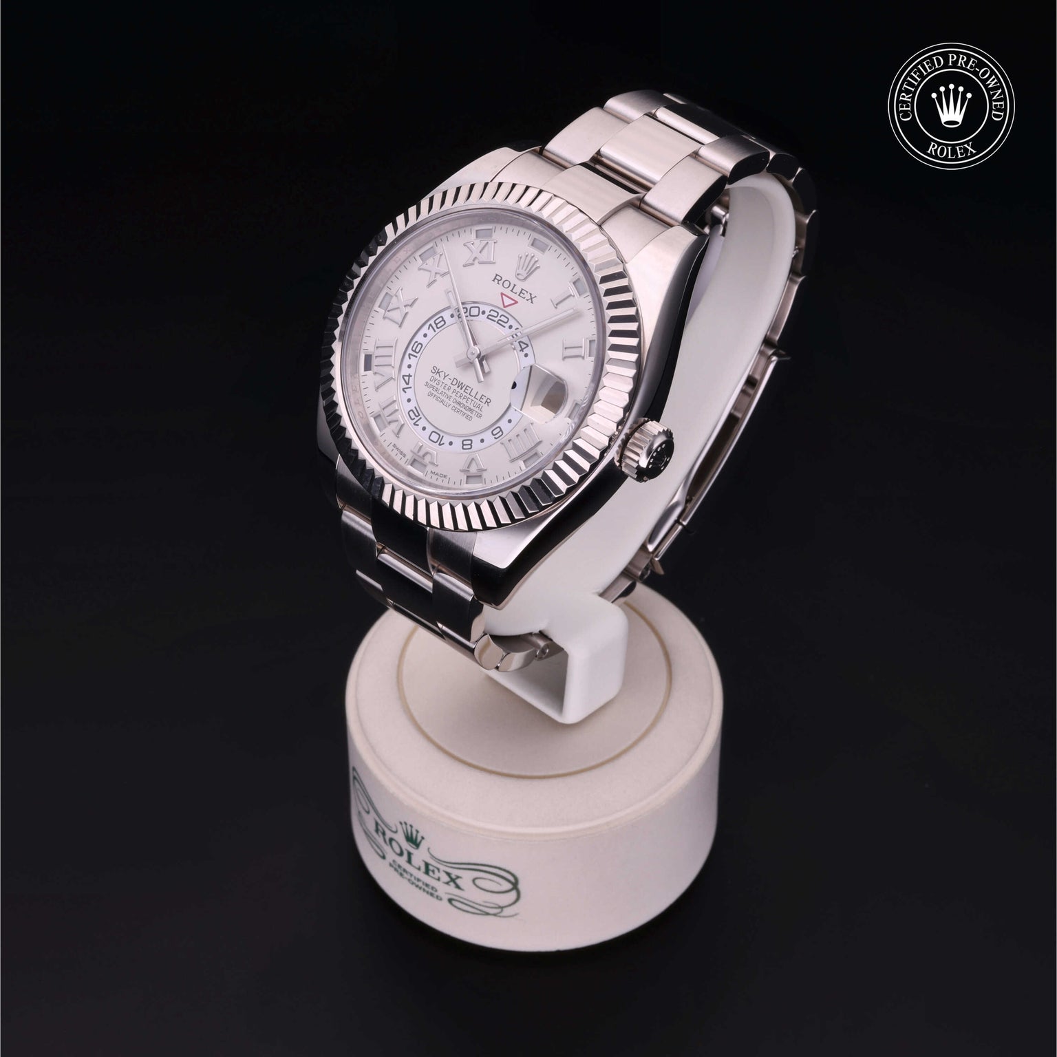 Rolex Certified Pre-owned Sky-Dweller M326939-0001 front on black background