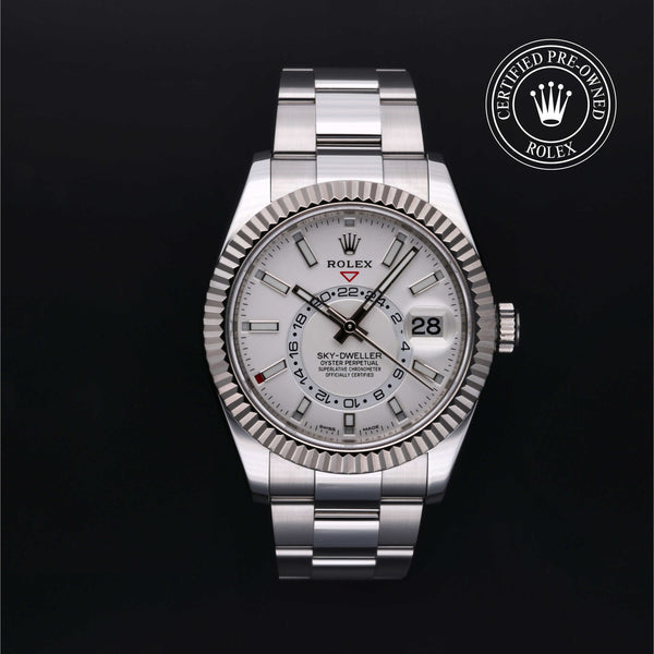 Rolex Certified Pre-owned Sky-Dweller M326934-0001 front on black background