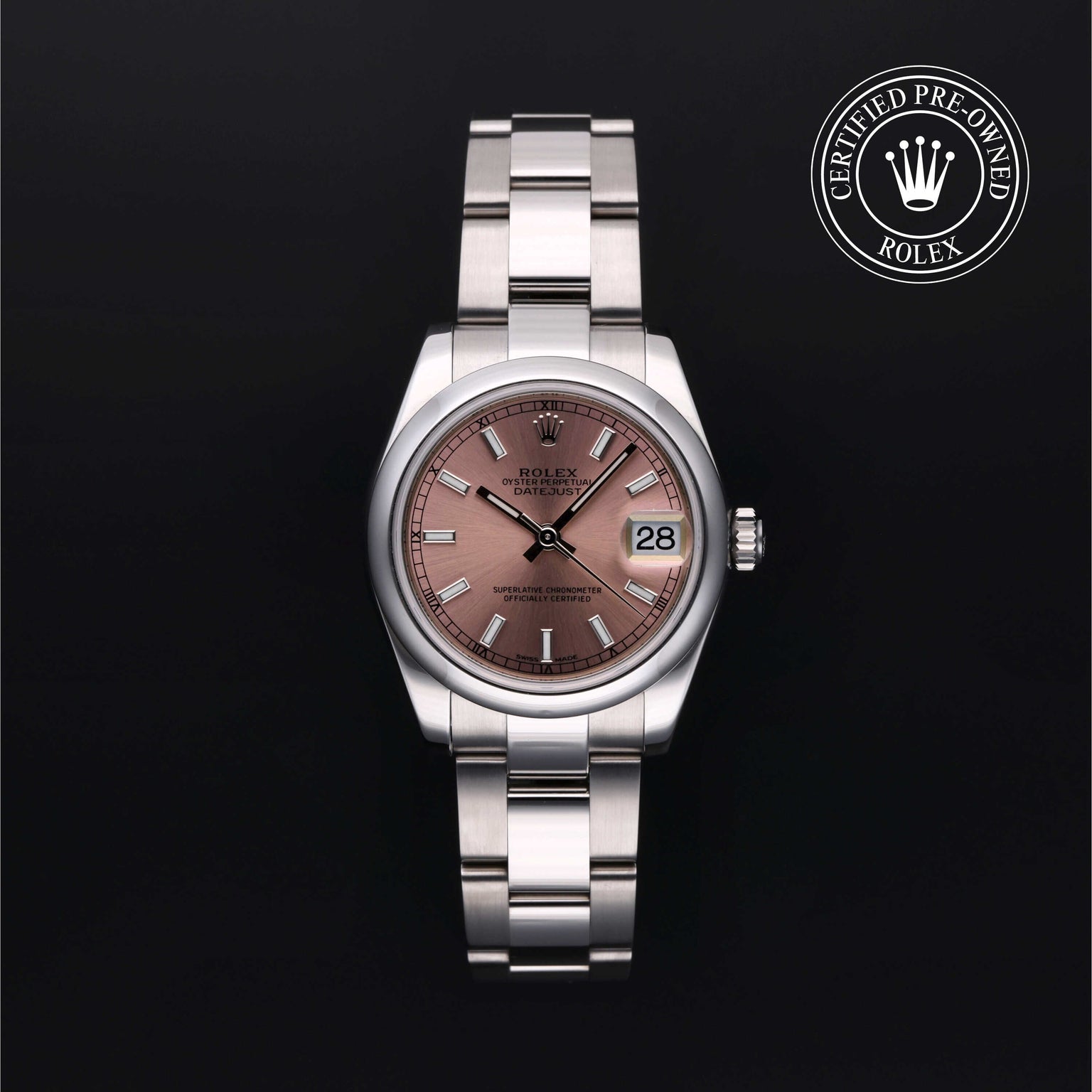 Rolex Certified Pre-owned Lady Datejust M178240-0028 front on black background