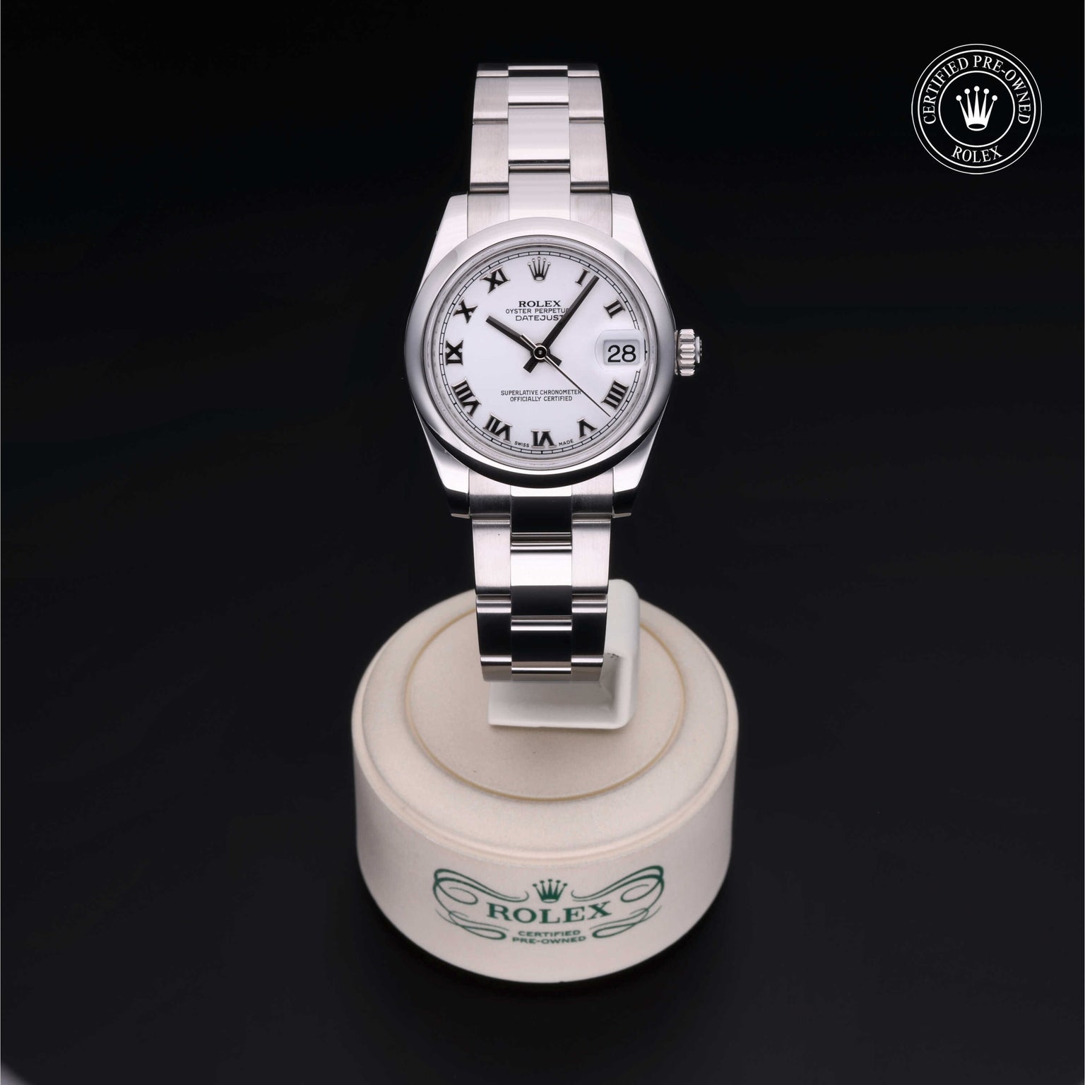 Rolex Certified Pre-owned Lady Datejust M178240-0010 front on black background