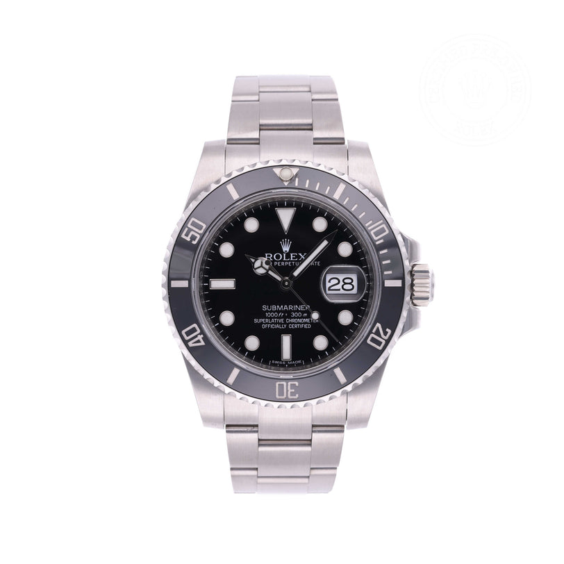 Rolex Certified Pre-owned Submariner M116610LN-0001 front on white background