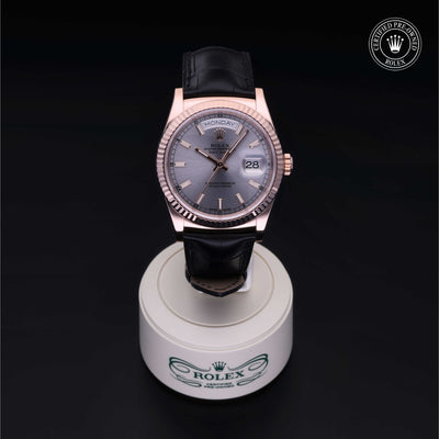 Rolex Certified Pre-owned Day-date M118135-0005 front on black background
