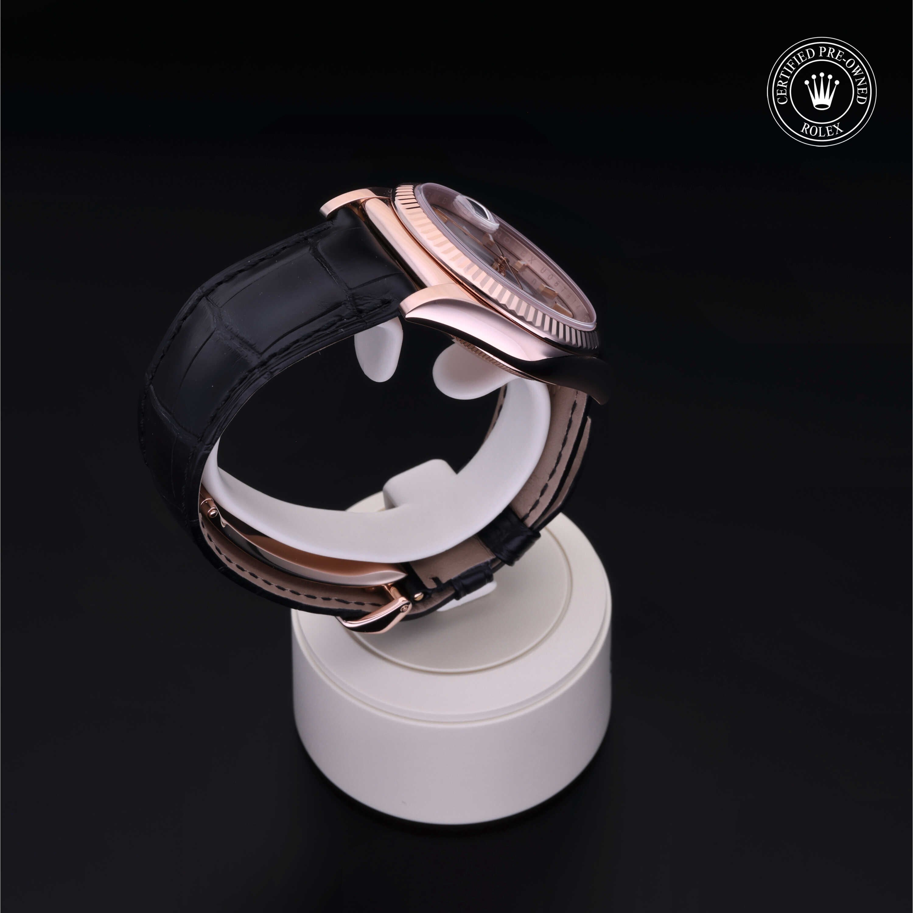 Rolex Certified Pre-owned Day-date M118135-0005 front on black background