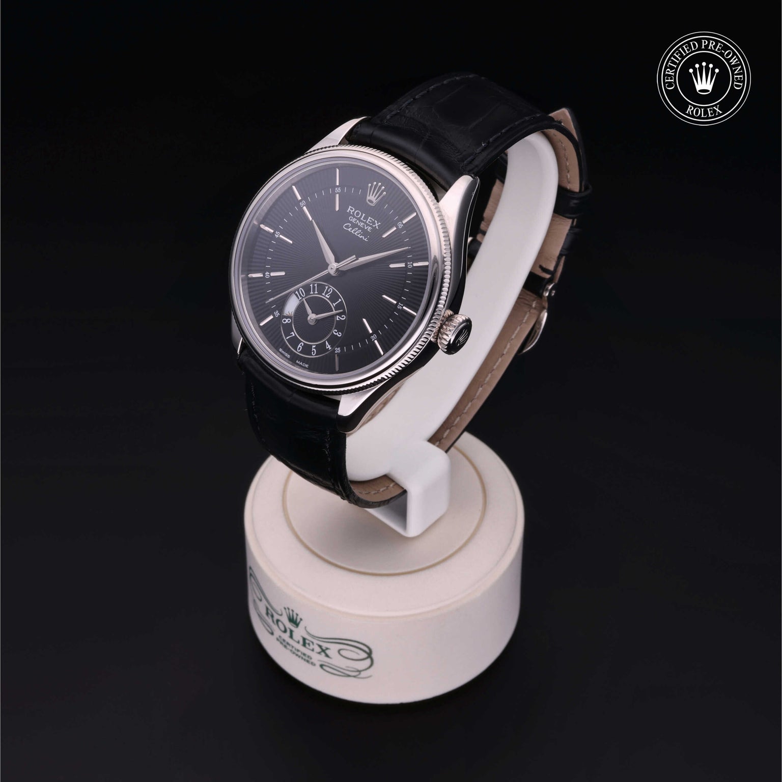 Rolex Certified Pre-owned Cellini M50529-0005 front on black background