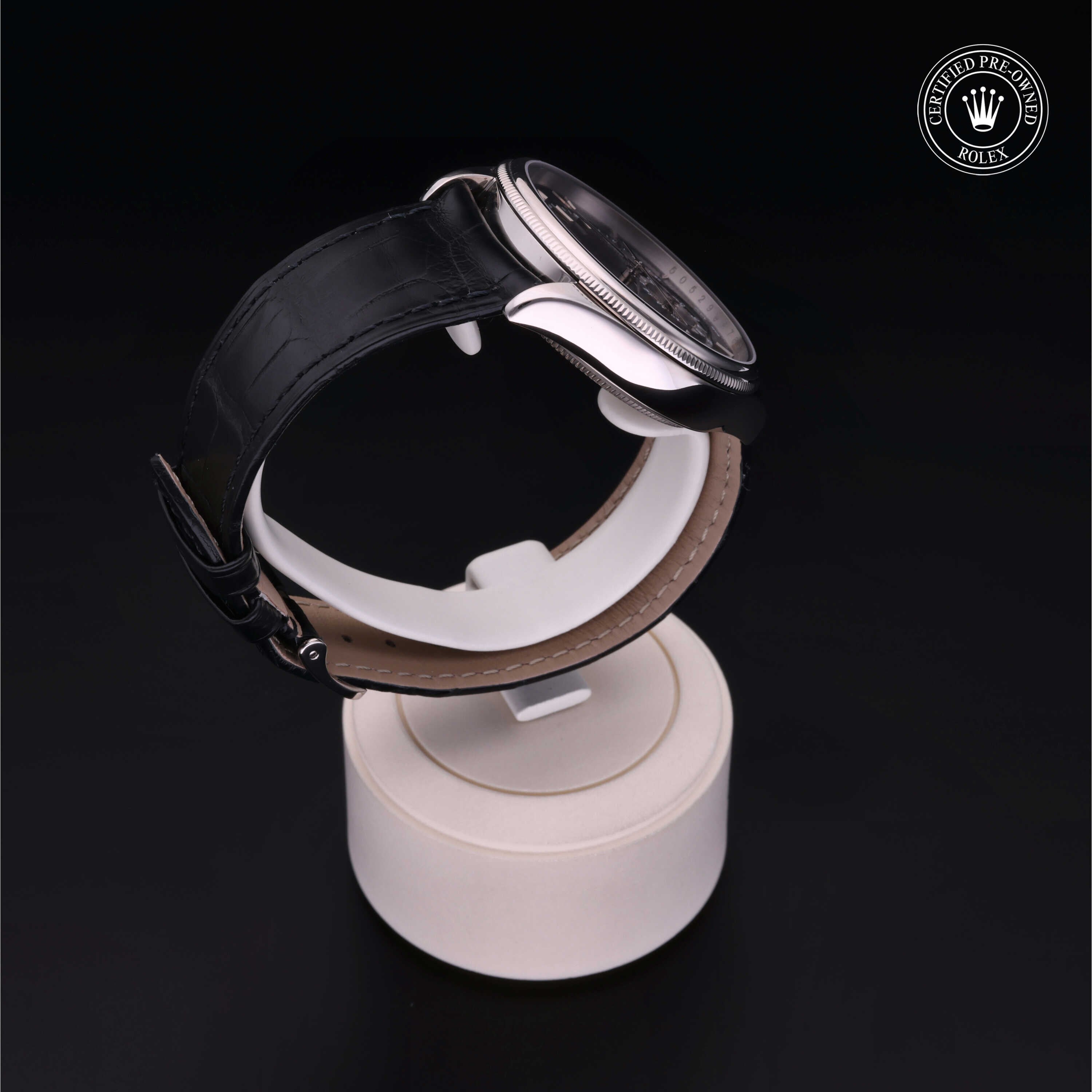 Rolex Certified Pre-owned Cellini M50529-0005 front on black background