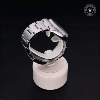 Rolex Certified Pre-owned Air-King M114210-0003 front on black background