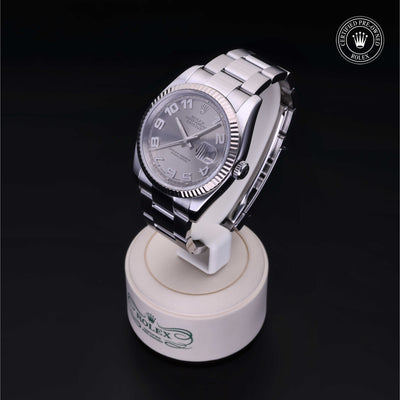 Rolex Certified Pre-owned Datejust M116234-0025 front on black background