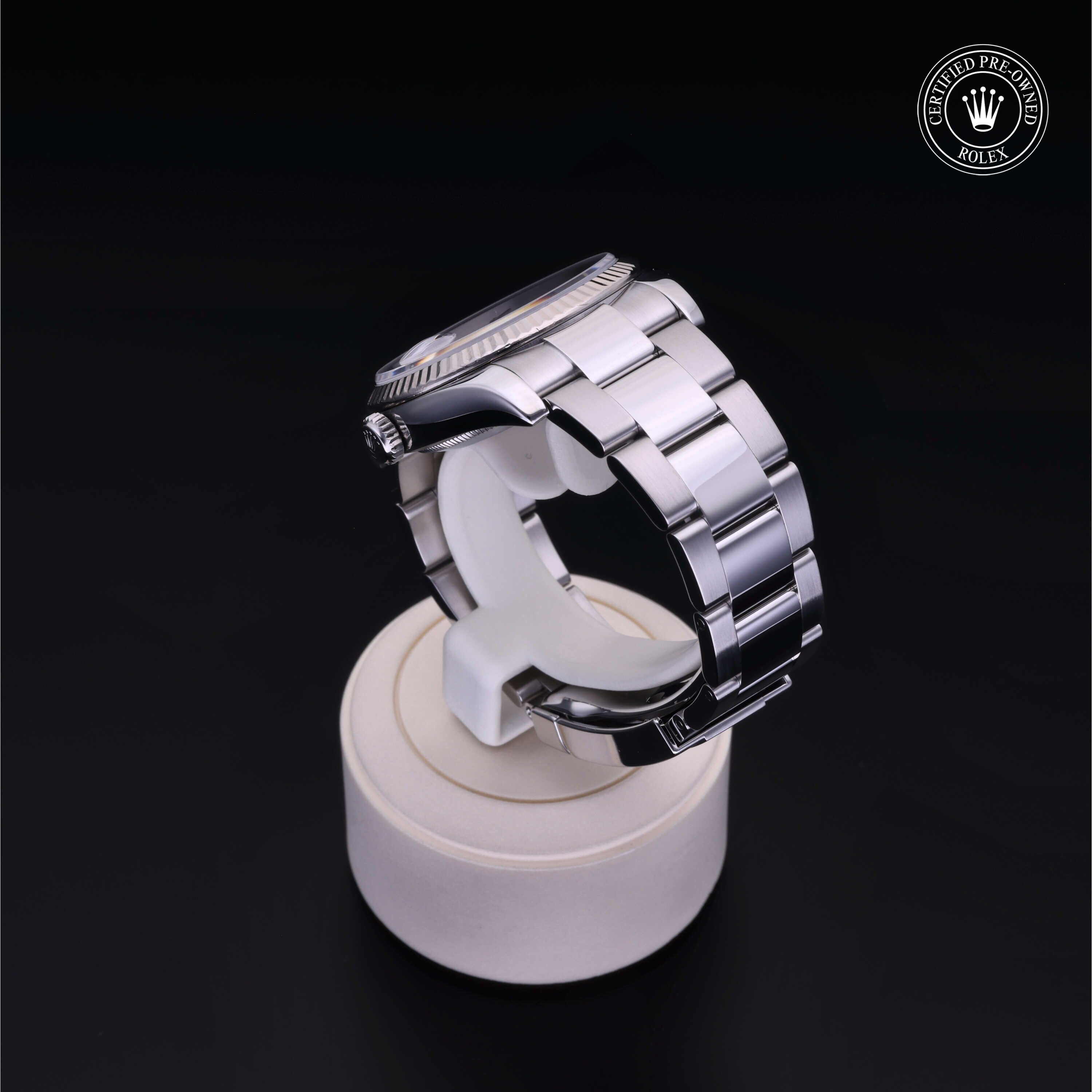 Rolex Certified Pre-owned Datejust M116234-0025 front on black background