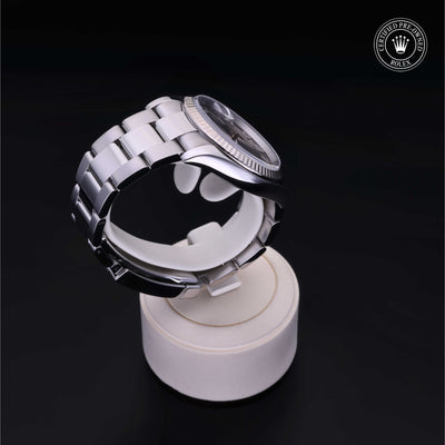 Rolex Certified Pre-owned Datejust M116234-0025 front on black background