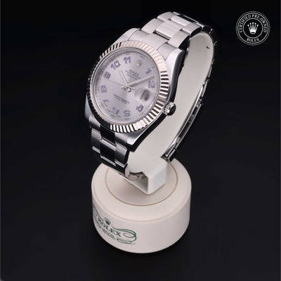 Rolex Certified Pre-owned Datejust M116334-0001 front on black background