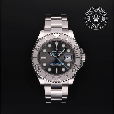 Rolex Certified Pre-owned Yacht-Master M116622-0003 front on black background