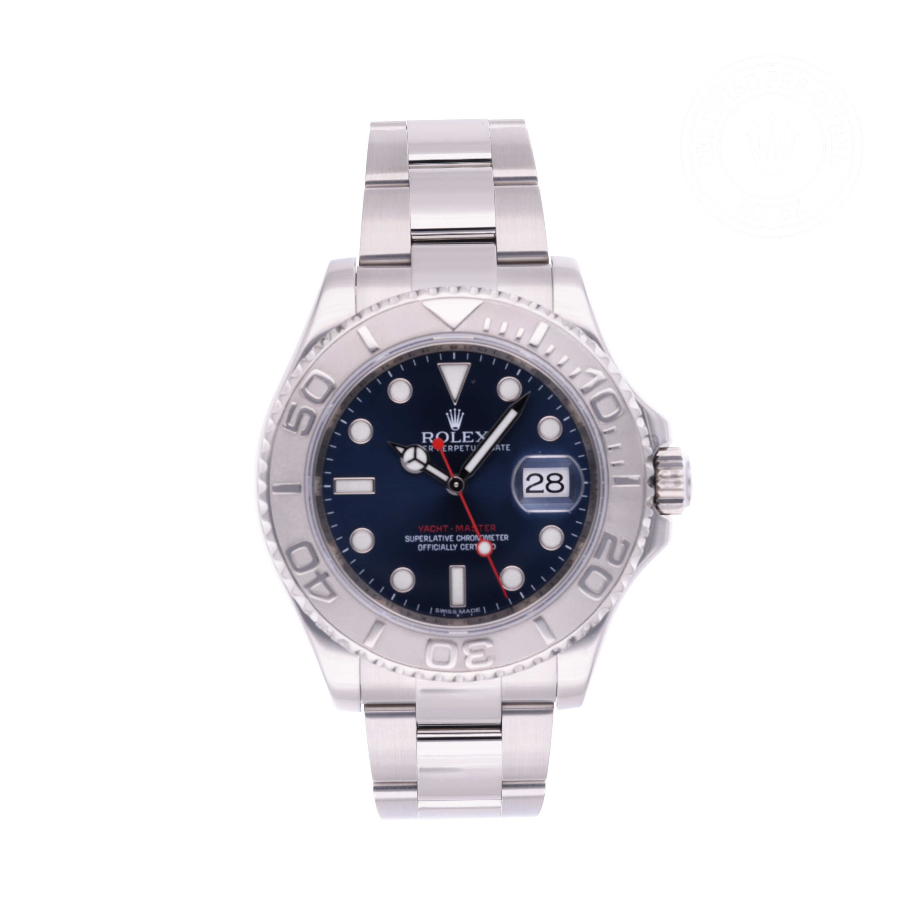 Rolex Certified Pre-owned Yacht-Master M116622-0001 front on white background