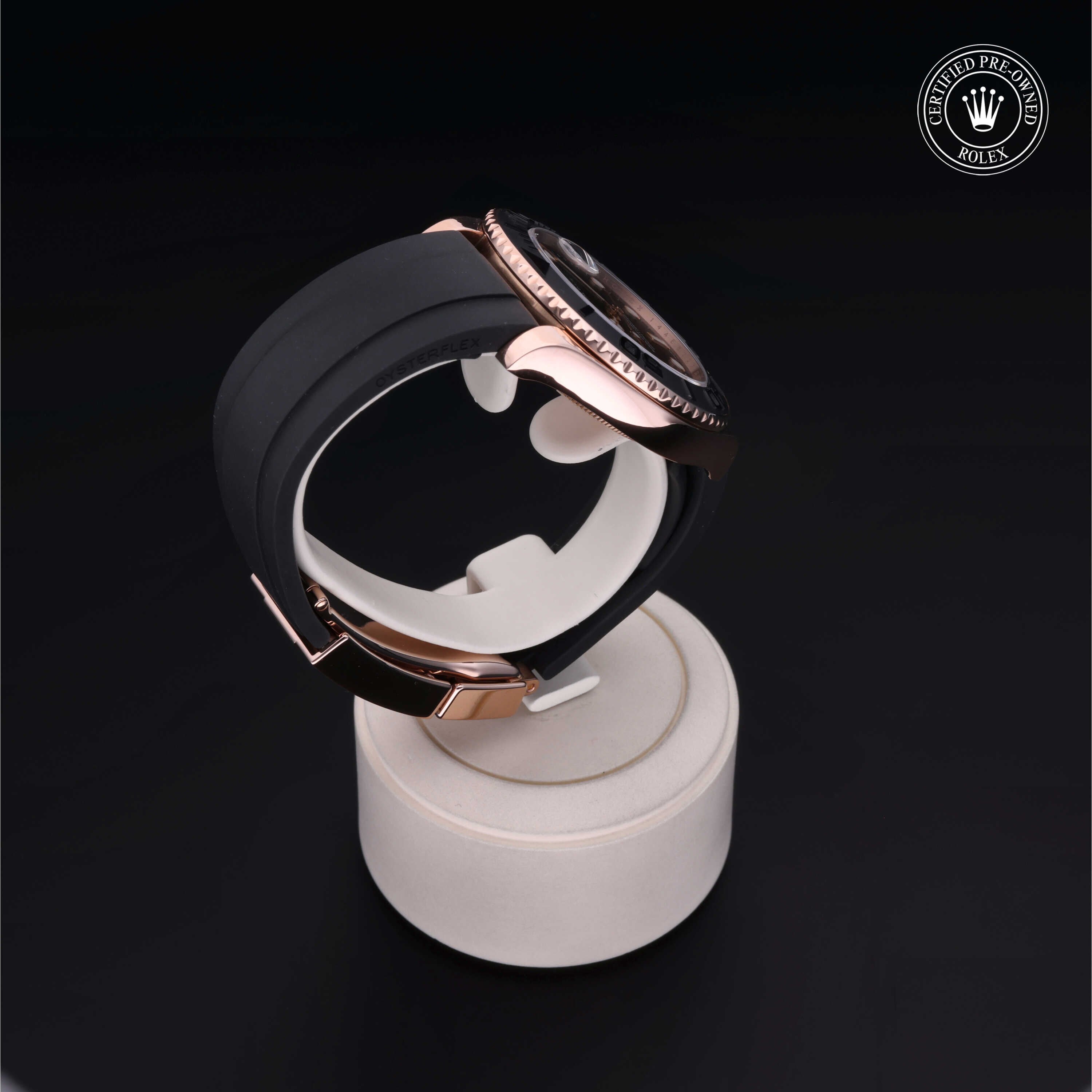 Rolex Certified Pre-owned Yacht-Master M268655-0002 front on black background